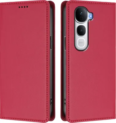Immagine prodotto di Custodia in pelle per Vivo Y400 Pro, custodia a libro magnetica in Finto cuoio con supporto, rosso