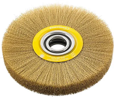 Produktbild von FORMAT Rundbürste Messingdraht 150x22mm, Körnung:nv, Ausführung:gewellt, Drahtstärke:0,3 mm, Bürsten-Ø:150 mm, Besatzlänge:43 mm