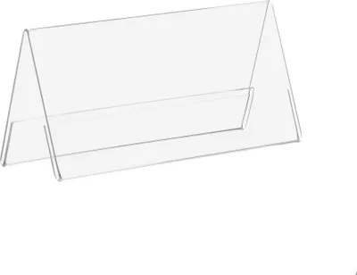 Produktbild von Dachaufsteller DIN Lang (1/3 DIN A4) Quer aus Acrylglas / A-Aufsteller / Tisch-Namensschild / doppelseitig / Werbeaufsteller / Acrylaufsteller