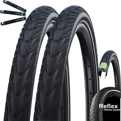 Immagine prodotto di 2 x Schwalbe Energizer Plus ADDIX E Performance Line E-50 Pneumatici per biciclette Nero/Riflettente 37-622 (28 x 1,40") incl. maxxi4you Levapneumatici