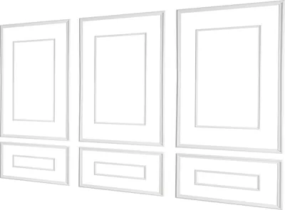 Produktbild von SucceBuy Wandform-Set, 3-teilig, 45,97x78,99cm & 78,99x138,18cm Zierleiste mit doppelt gerilltem, breitem und schmalem Profil, lackierbares Polystyrol, Dekorleiste für Wohn- und Schlafzimmer, Weiß