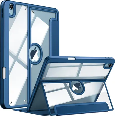 Produktbild von Fintie Hülle für iPad Air 11 Zoll M4/M3/M2 (2026/2025/2024), iPad Air 5 2022/4 Gen 2020 10,9 Zoll mit Stifthalter - Stoßfeste Schutzhülle mit transparenter Rückseite, Multi-Winkel Ansehen, Blau