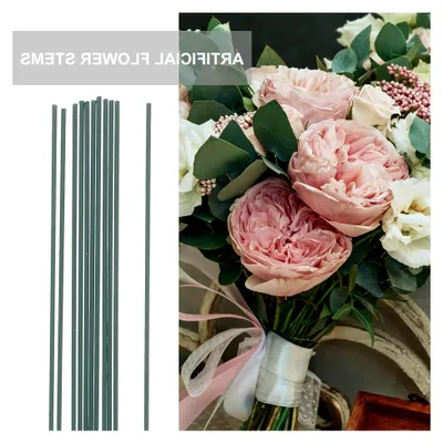 Produktbild von Kunststoff- und Eisendrahtblumenstiele 11 Stück Grün Flexibel für Dekoblumen und Blumenarrangements
