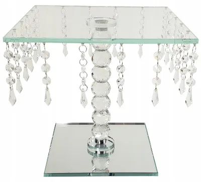 Produktbild von Madex Quadratische Glas Kuchenplatte mit Kristallperlen 30 cm