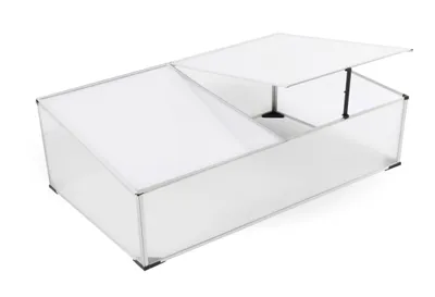 Immagine prodotto di Cassetta per semenzai con coperchio diviso - 120 x 80 cm - Piccola serra con tetto inclinato - Serra in policarbonato Cassetta per orto Copertura per orto