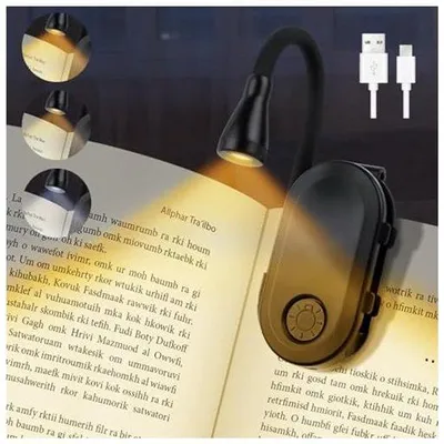 Zdjęcie produktu dla Lampka do czytania z zasilaniem USB, oświetlenie 360 stopni, przenośna, lampka LED z 3 kolorami światła
