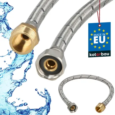 Image de KOTARBAU® Flexible Robinet 1/2" x 1/2" Flexible Eau Tuyau Robinet 50 cm Mâle x Femelle Rallonge Robinet Cuisine Flexible Acier Inoxydable