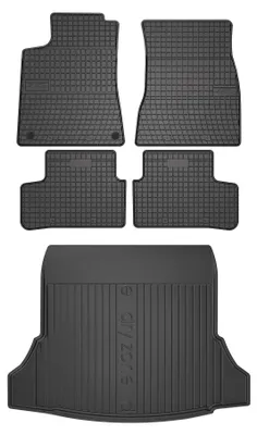 Image de Tapis en caoutchouc + bac de coffre pour Mercedes CLA II C118 2019-2025 (berline, avec niches latérales) – 5 pièces, noirs, sur mesure