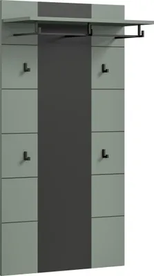 Produktbild von Garderobenpaneel >Canu< in Basalt Grau / Smoke Green - 141x80x29cm (BxHxT)