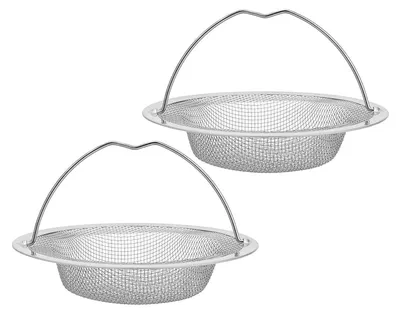 2er Set Edelstahl-Spülenfilter mit Klappgriff, Anti-Verstopfung