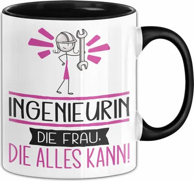 Produktbild von Ingenieurin Geschenk Tasse Becher Die Frau Die Allen Kann Geschenkidee für eine Ingenieurin Lustig (Schwarz)