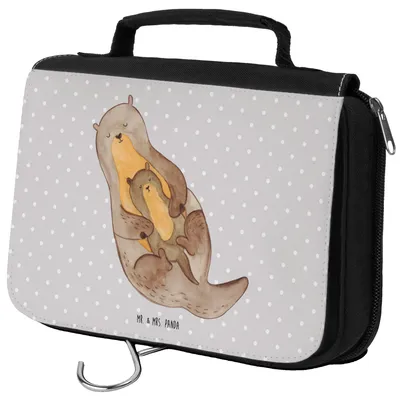 Produktbild von Mr. & Mrs. Panda Kosmetiktasche Otter Kind - Grau Pastell - Geschenk, kosmetiktäschchen, Mutter, Mama, Baby, Familie, Make-Up Tasche, Geburt, Kulturbeutel, hygienebeutel