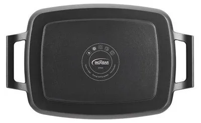 Image de Plaque Grill Plancha Inoxibar, Aluminium Fondu, Revêtement Antiadhésif Greblon, Compatible Induction et Four 220°C