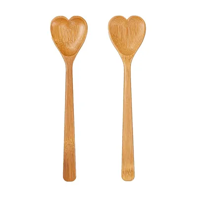 Immagine prodotto di Insalatiere cuori di bambù 2 pezzi lunghezza ca. 26 cm posate da portata in legno
