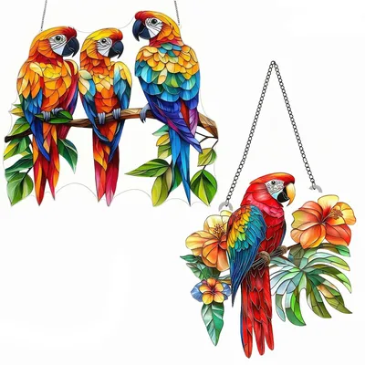 Produktbild von Bemaltes Glasvogel als Solarornament mit Kette