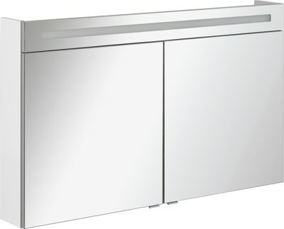 FACKELMANN Spiegelschrank B.CLEVER / zweitürig / Spiegelschrank mit gedämpften Scharnieren / Maße (B x H x T): ca. 120 x 71 x 16 cm / hochwertiger Spiegelschrank / Möbel fürs WC und Bad / Korpus: Weiß