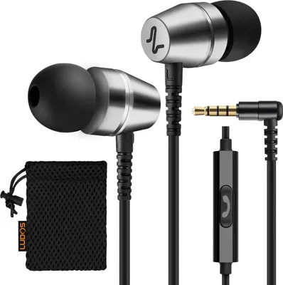 Produktbild von In-ear headphones with cable and microphone, 5 year guarantee, 3.5 mm jack plug, rich bass, compatible with iPhone, Huawei, Samsung - earphones