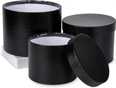 Obrázek produktu pro Kulatá dárková krabička s fólií, Ø 15–20 cm, černá