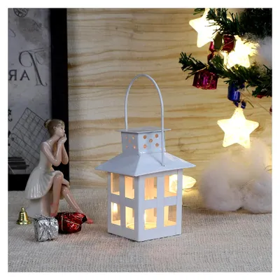 Produktbild von Weihnachtslaterne 16 cm Weiß Windlicht Skagen für Weihnachten kleine Laternen für draußen