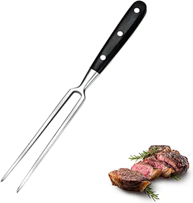 Imagen del producto de Tenedor para carne con mango de plástico, 29 cm, de acero inoxidable, ideal para la parrilla y la cocina