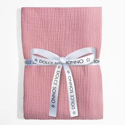 Produktbild von DOLCE SONNO Musselin Babydecke 110x110 – 100% Baumwolle – Musselinwindel – Baby Wickeltuch – Dusty Pink