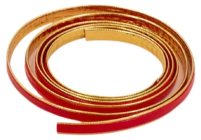 Kunstlederband, 5 mm x 98 cm, rot mit Goldrändern