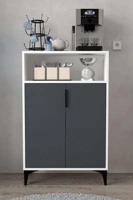 Image de Skye Decor, armoire multifonctionnelle de haute qualité, 100% mélaminé, blanc/anthracite, 72 x 114 x 36,5 cm