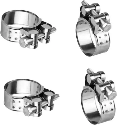 Imagen del producto de Juegos de tornillos - Abrazaderas de acero inoxidable - 4 unidades - Rango de sujeción ajustable de 60 a 63 mm