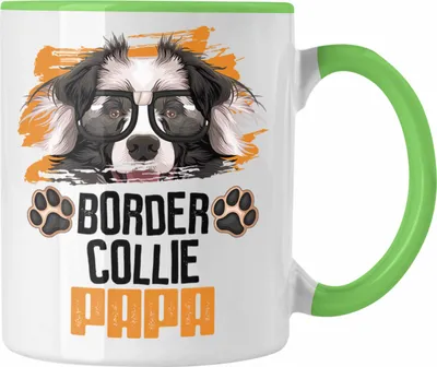 Produktbild von Trendation - Border Collies Papa Besitzer Tasse Geschenk Lustiger Spruch Geschenkidee Border Collies Liebhaber (Grün)