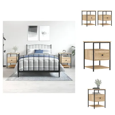 Produktbild von vidaXL Nachttische 2 Stk. Sonoma-Eiche 40x42x56 cm Holzwerkstoff - Nachttische