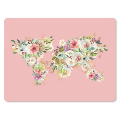 Produktbild von MuchoWow® Mauspad Mousepad Weltkarte - Rosen - Rosa 40x30 cm - Mousepads - Maus Mat - Pad - Mausunterlage - Anti Rutsch