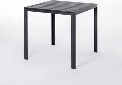 Immagine prodotto di Tavolo quadrato da esterno 78x78 cm, struttura in acciaio e piano in legno, stile moderno per giardino o terrazza - GABRIEL - Nero