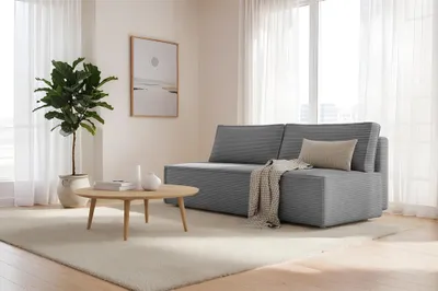 Produktbild von Sofa Designersofa AMANDA 3-Sitzer mit Schlaffunktion in Stoff Poso Grau