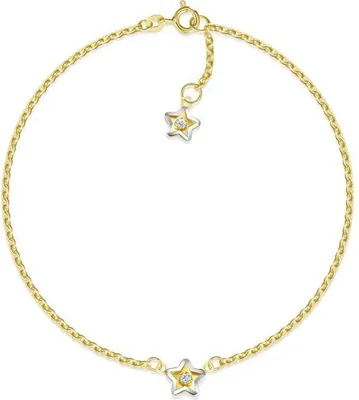 Produktbild von SILBERKETTEN STORE Fußkette Erbse 1,8mm mit Sterne -echt 585 Gold, Länge: 30cm - 30cm