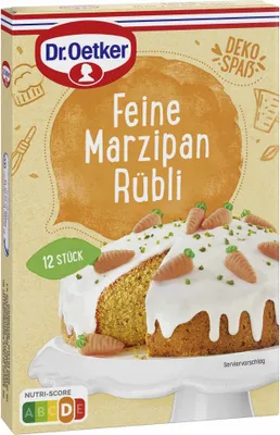 Obrázok produktu pre Dr. Oetker Jemný marcipán na zdobenie mrkvových tort 12 kusov balenie 42g