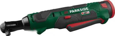 A cordless ratchet tool is shown against a white background.