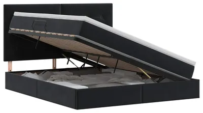 Zdjęcie produktu dla vidaXL Łóżko piętrowe z materacem czarne 160 x 200 cm aksamitne