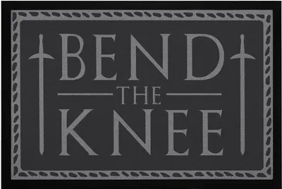 Produktbild von Fußmatte mit Spruch Bend The Knee Zitat Meme Fantasy Geschenk für Serienfan rutschfest & waschbar Moonworks® schwarz 60x40cm