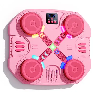 Immagine prodotto di ZELURXX: parate da boxe elettroniche a 4 zone per bambini, parate con musica e LED, Bluetooth, antistress, allenamento della reattività, rosa