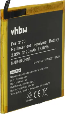 Produktbild von vhbw Akku Ersatz für BQ 3120 für Handy Smartphone Telefon (3120 mAh, 3,85 V, Li-Polymer)
