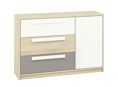 Image de Grande commode INNES – hêtre fjord / blanc / gris platine
