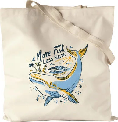 Produktbild von More Fish Less Plastic Jutebeutel Stoffbeutel Canvas Naturschutz Umweltverschmutzung Ozean