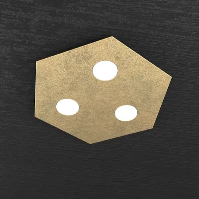 Immagine prodotto di Plafoniera Moderna Esagonale Hexagon Metallo Foglia Oro 3 Luci Led 12X3W