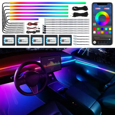 Obrázok produktu pre LED interiérové osvetlenie do auta, RGB, Dreamcolor, 18 režimov, 600 LED, dĺžka 4,45 m, ovládanie cez aplikáciu a zvuková aktivácia