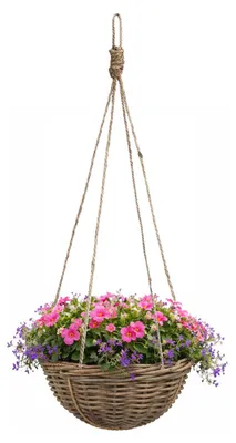 Obrázok produktu pre Mica Decorations Marcia Závesný vonkajší kôš na rastliny - V20 x Ø40 cm - ratan - sivá