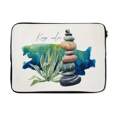 Produktbild von MuchoWow® Laptop Hülle 13 Zoll Steine - Meer - Pflanzen Laptoptasche - Laptophülle - Sleeve - Rundumschutz