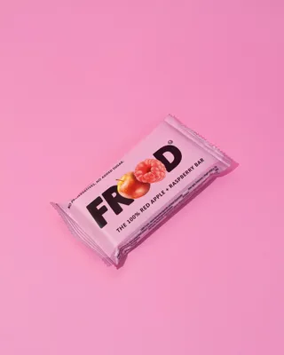 Produktbild von FROOD Apfel-Himbeere Fruchtriegel – 16er Pack - 100 % Frucht, gefriergetrocknet, ohne Zuckerzusatz – 100 g Obst pro Riegel