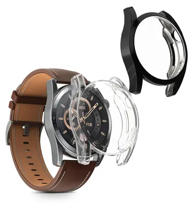 Produktbild von kwmobile 2x Silikon Hülle für Huawei Watch GT 3 (46mm) Schutzhülle - Fullbody Display Cover Set aus Silikon - Transparent Schwarz