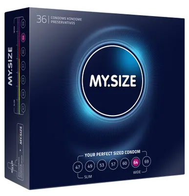 Produktbild von MY.SIZE Classic Kondome 64 mm – 36 Stück – Maßkondome aus Latex – Befeuchtet – Passgenaue Größe