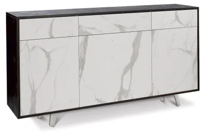 Immagine prodotto di Mobile 3 Ante 3 Cassetti 164x92x41 cm Ossido Nero/Marmo Calacatta